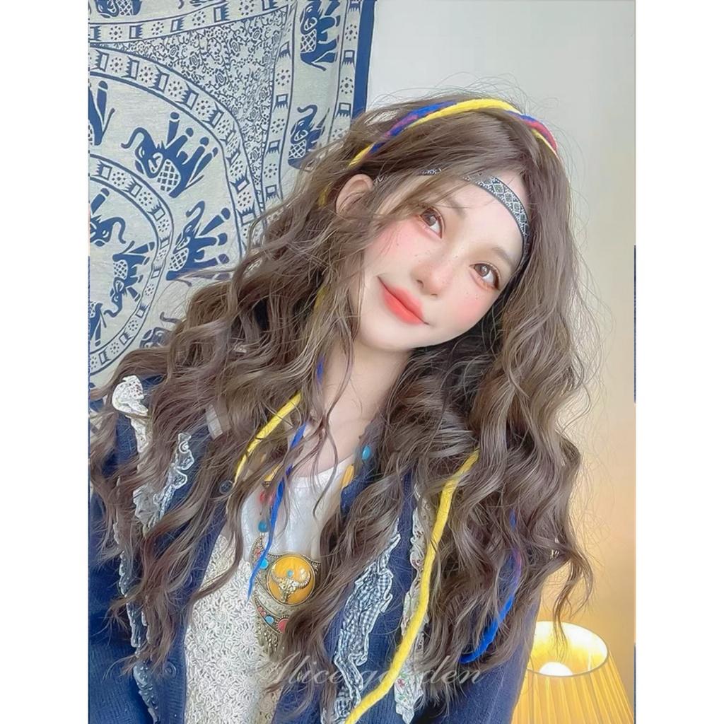 Wig teen/lolita/cosplay xoăn hippie BHT096 nâu lạnh và xoăn lọn đỏ