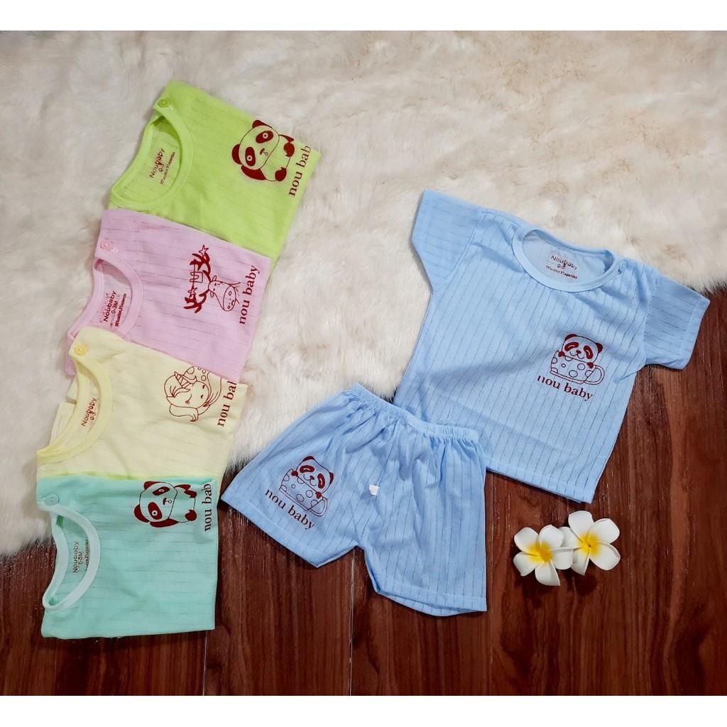 Set 5 bộ cộc tay cotton giấy MẪU TRƠN cho bé 0-15 tháng