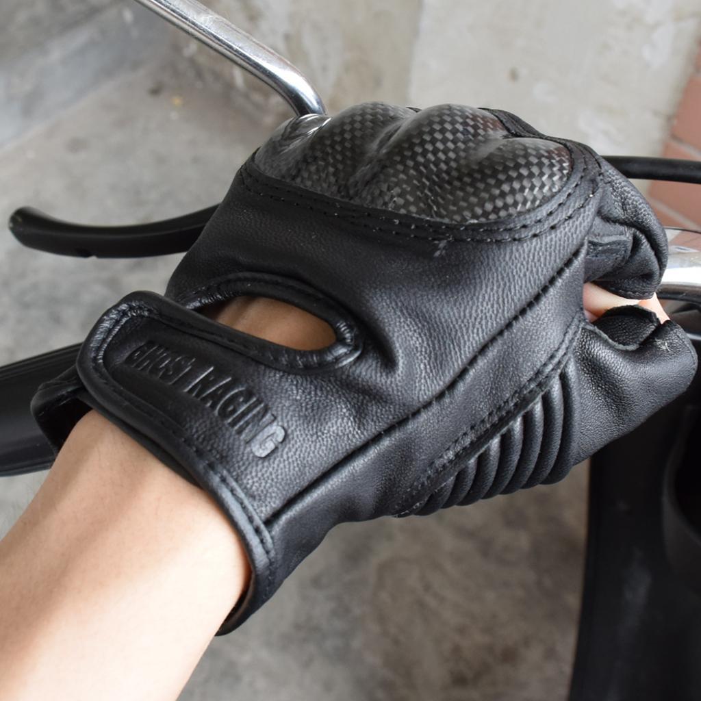 Carbon Fiber Motorcycle Half Finger Gloves Motorbike Ride Fingerless
