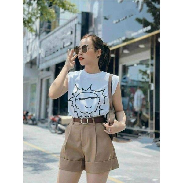 Set đùi gấp lai phối áo mặt trời cute