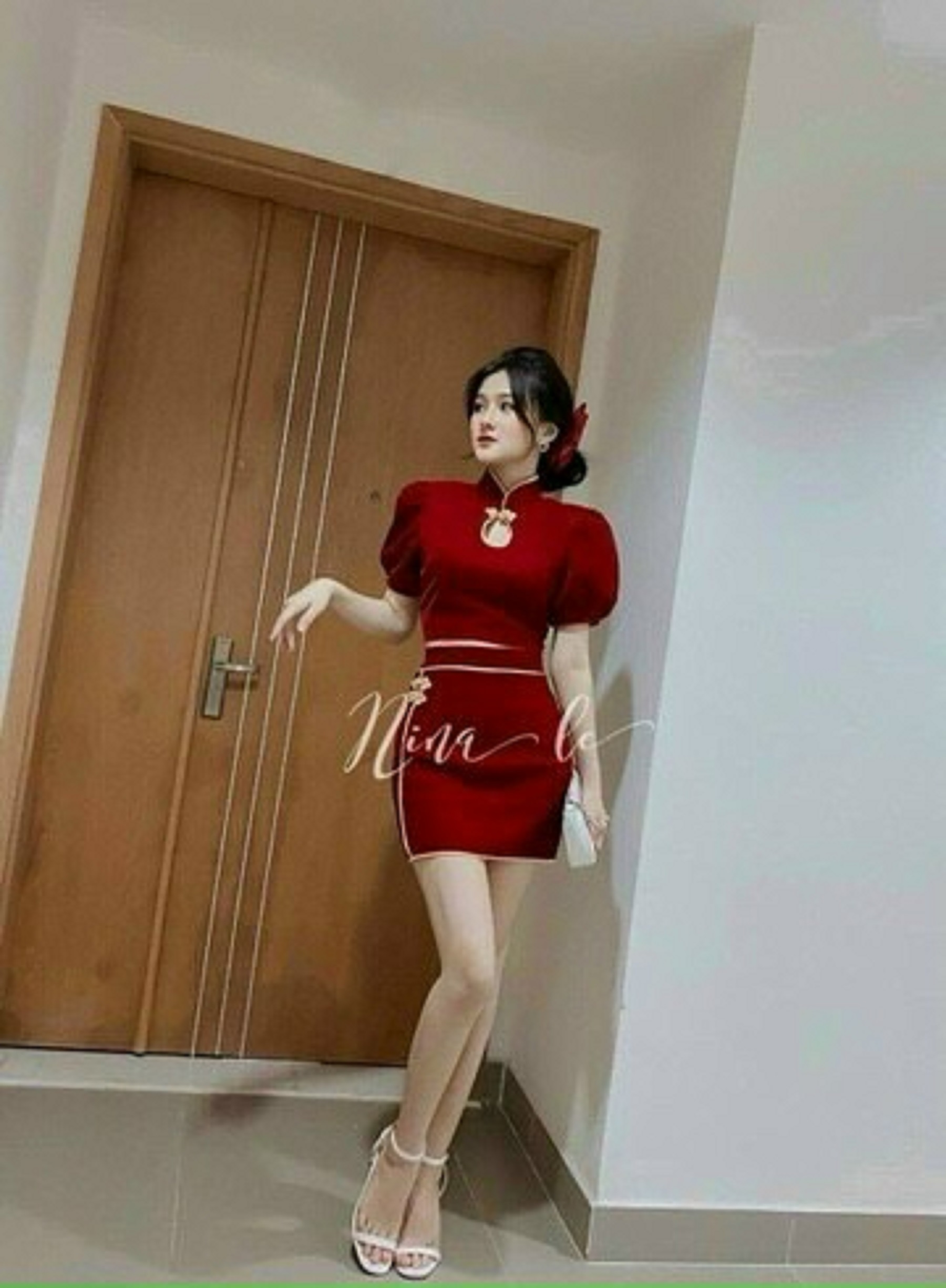 Set bộ váy cổ tàu