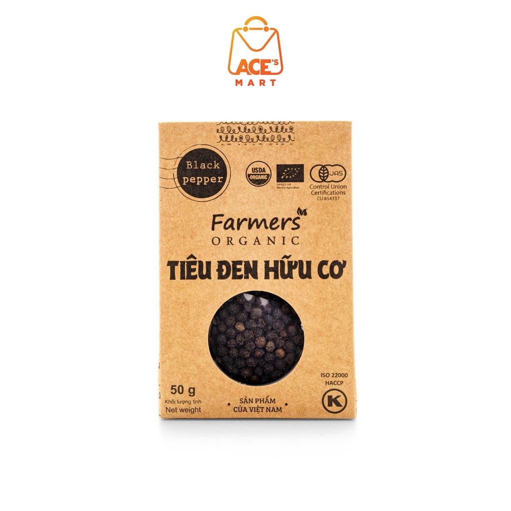 Gói tiêu đen hạt hữu cơ Farmers 50g tiết kiệm, hạt tiêu trắng to sạch, túi giấy thân thiện môi trường organic