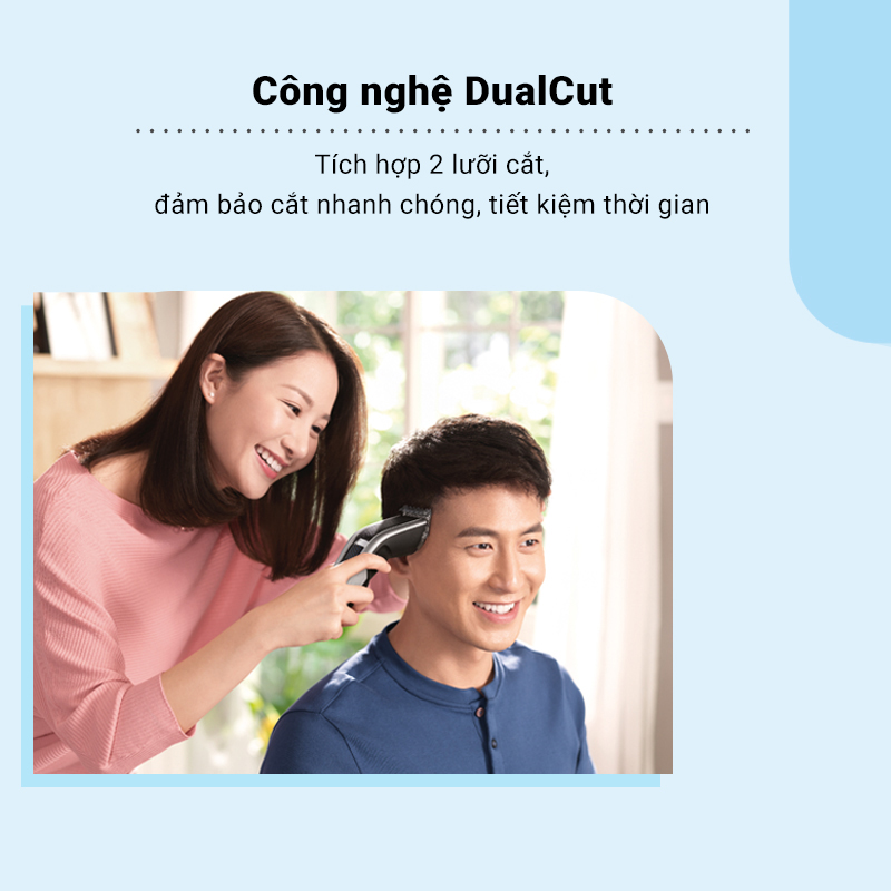 Tông đơ cắt tóc Philips HC5690/15 tích hợp 2 lưỡi cắt cao cấp, Điều chỉnh 27 cấp độ cắt tiện lợi - Hàng nhập khẩu