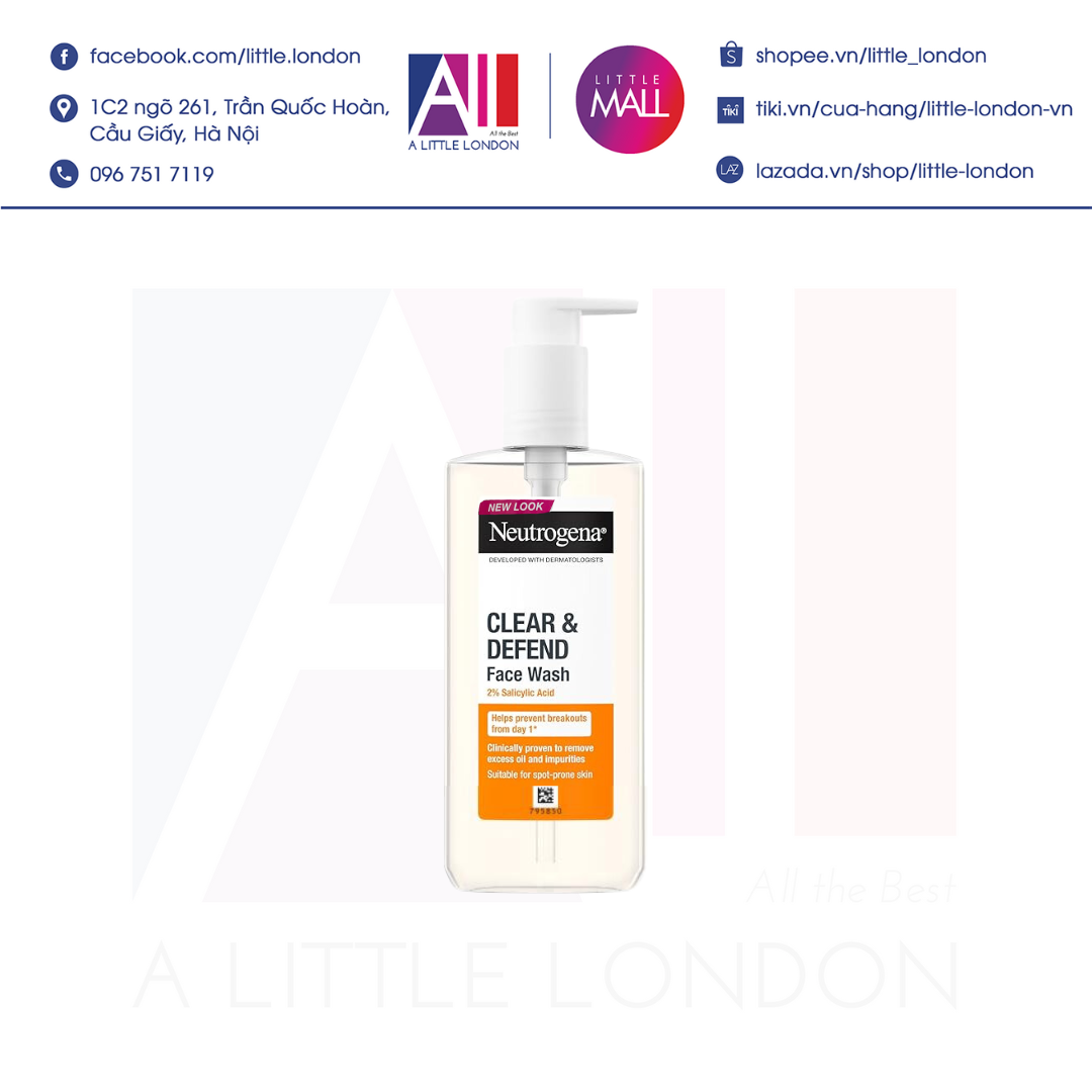 Sữa rửa mặt ngừa mụn Neutrogena Clear & Defend Facial Wash 200ml