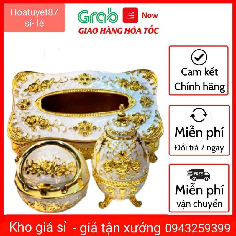 Set Hộp Giấy Ăn-Lọ Tăm-Gạt Tàn-Hộp Chè phong cách hoàng gia