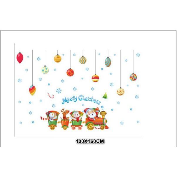 Decal trang trí tường Noel - Rèm châu sắc màu và đoàn tàu giáng sinh