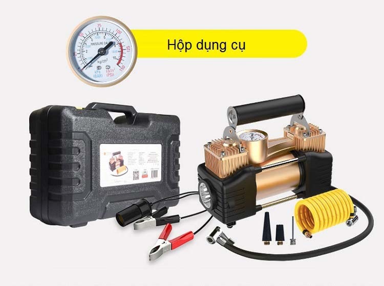 Máy bơm lốp đa năng trên ô tô 12V, chiều dài dây nguồn 3M ( Tặng kèm 01 móc khóa tô vít ba chức năng )