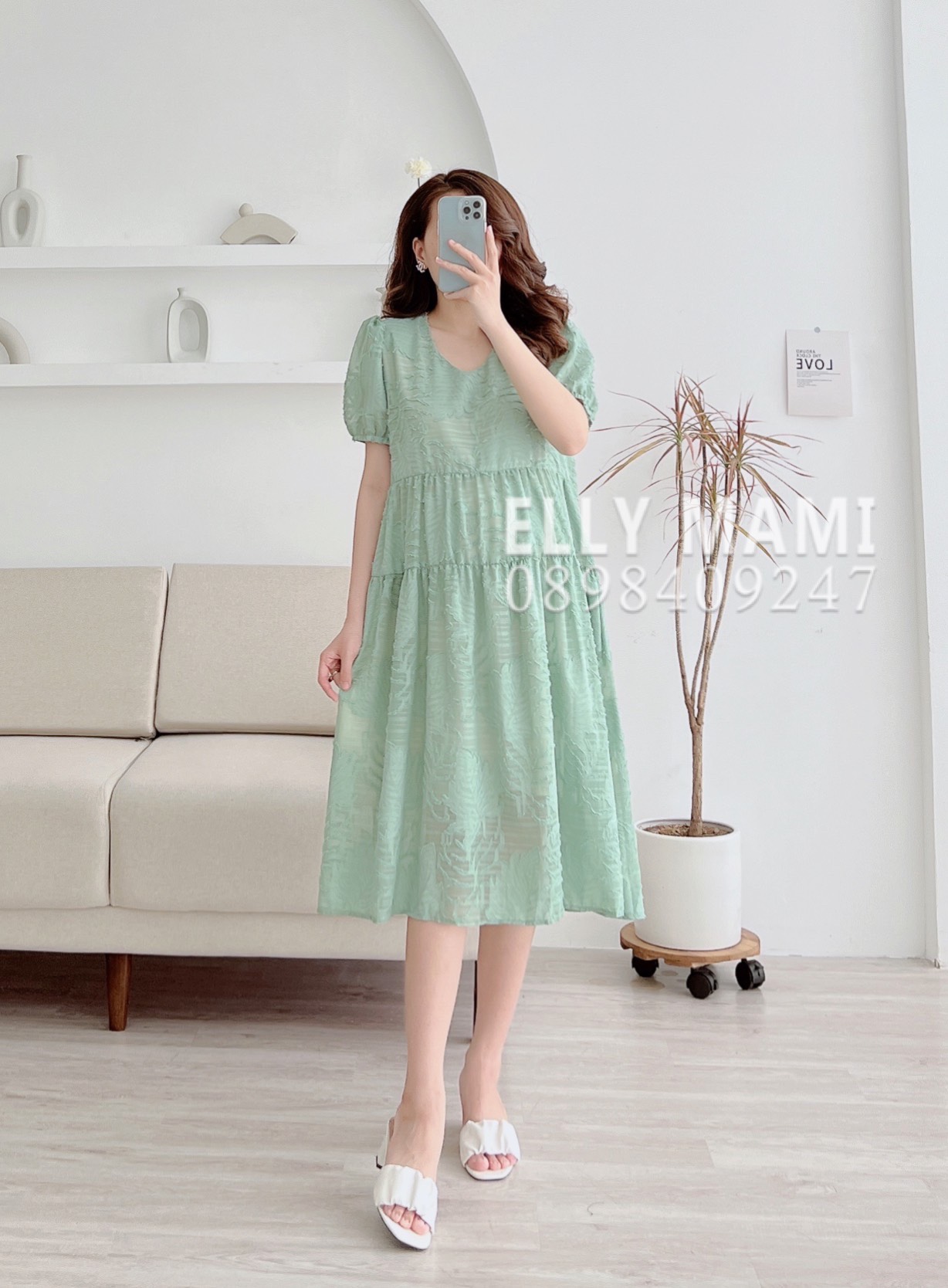 Đầm Bầu Voan Lá 2 Lớp Cổ V Babydoll Thiết Kế Cao Cấp ( Kèm Video + Ảnh Thật