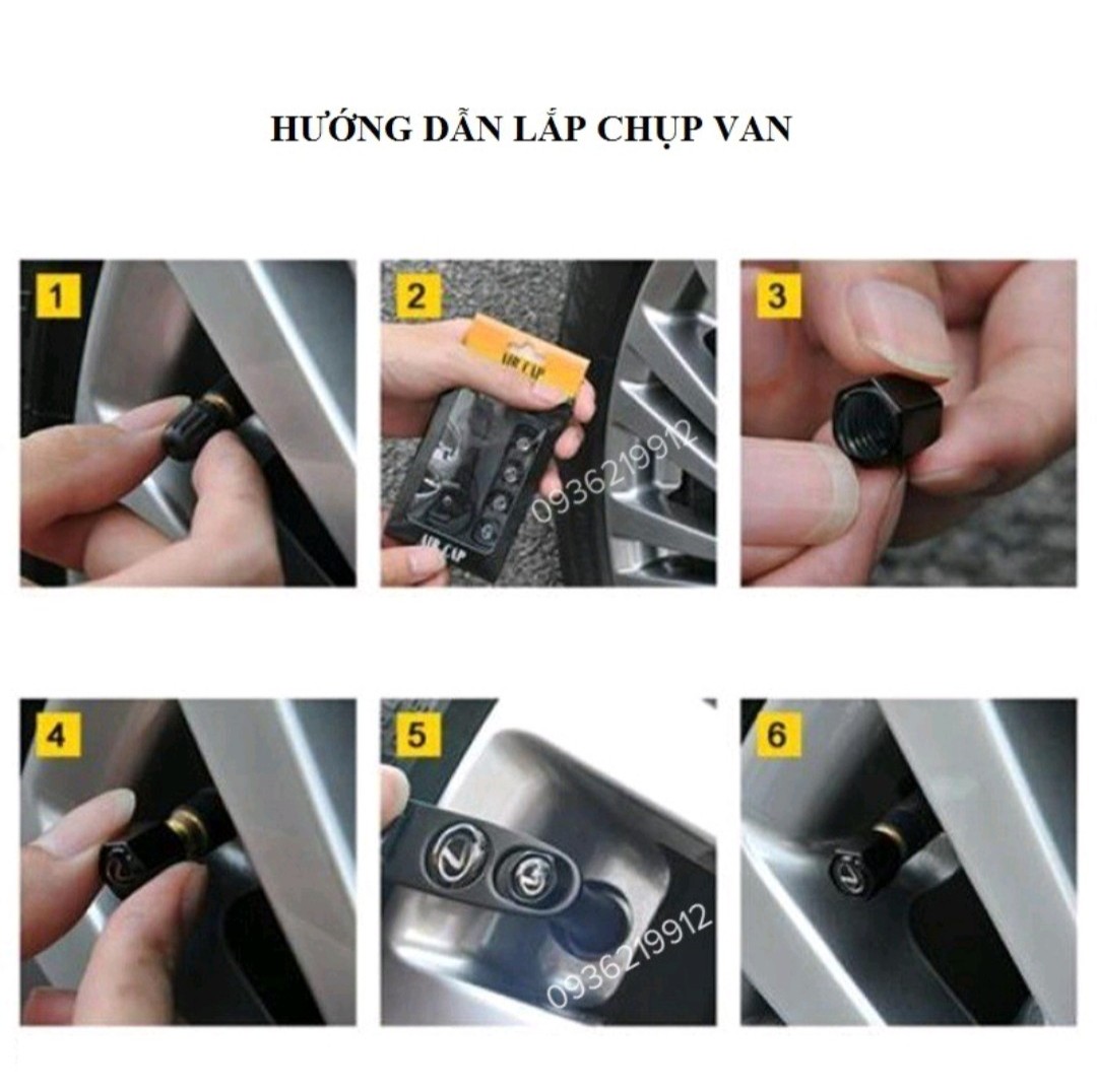 Bộ 4 Nắp Chụp Trang Trí Bảo Vệ Đầu Van Ô Tô Có Logo Dành Cho Xe Ô Tô