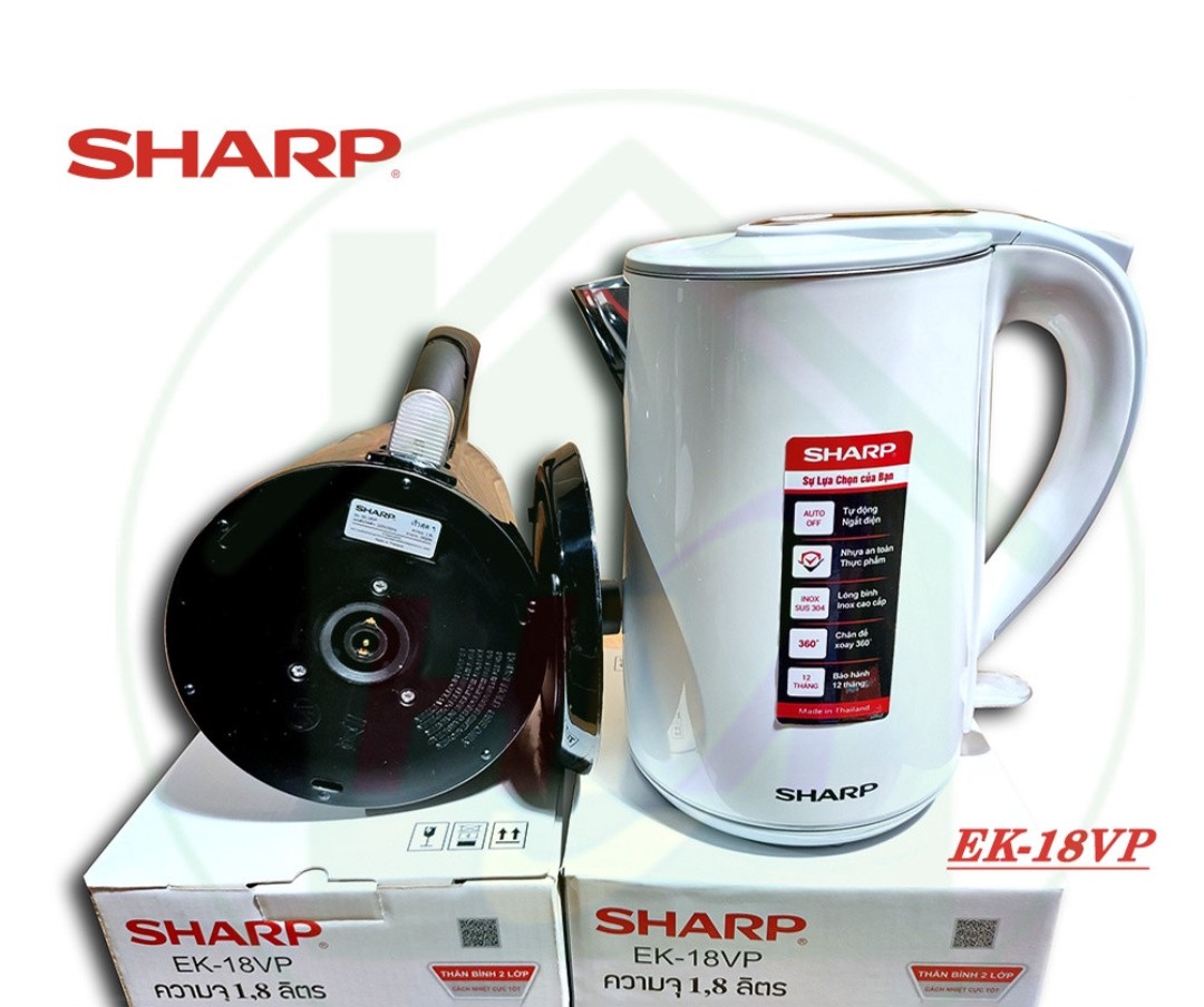 Ấm Siêu Tốc Sharp Thái Lan Cao Cấp 1.8L EK-18VP - giao mầu ngẫu nhiên