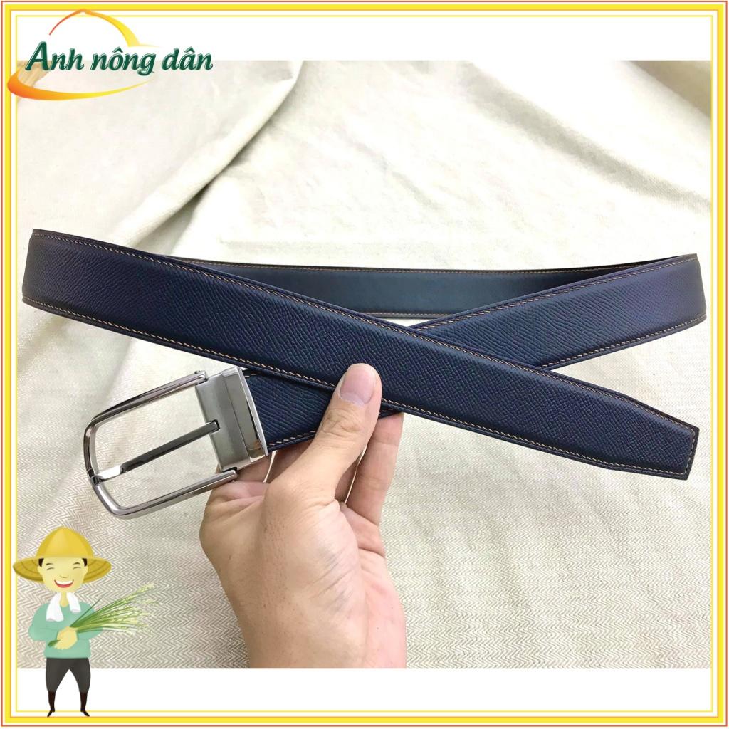 Thắt lưng nam da dê khâu tay thủ công, dây nịt nam mặt khóa kim size 34, dài 115cm,  Đồ da handmade, Anh nông chính hiệu