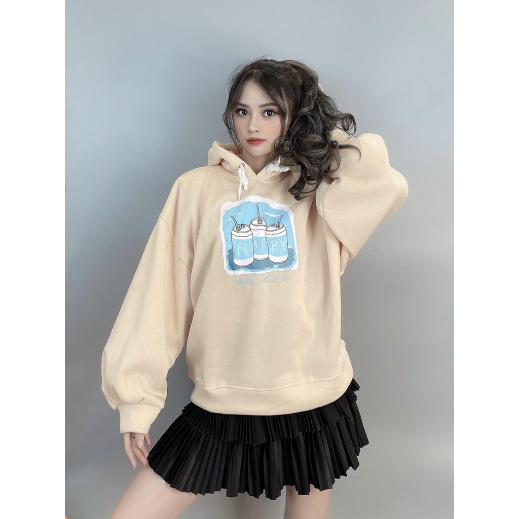 Áo Khoác Hoodie Nỉ Bông in Coffee - Form Rộng Unisex Nam Nữ Ulzzang KUN