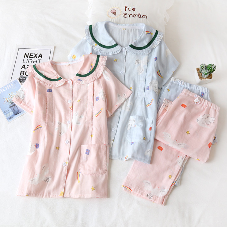 Pijama Bầu Và Sau Sinh, Đồ Bộ Cho Mẹ Azuno AZ2141 Chất Liệu Xô Nhật Ngắn Tay Mùa Hè