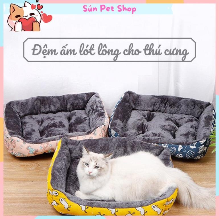 Đệm ấm lót lông cho chó mèo, đệm cho chó mèo hình chữ nhật chống xê dịch