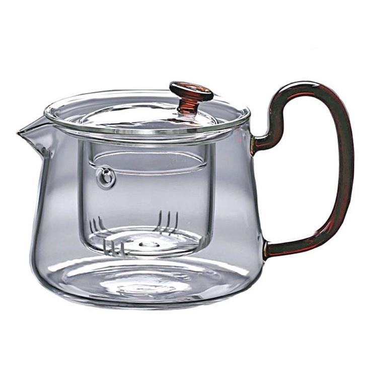 Ấm Pha Trà Thủy Tinh Có Lõi Lọc Quai Màu - 580ml