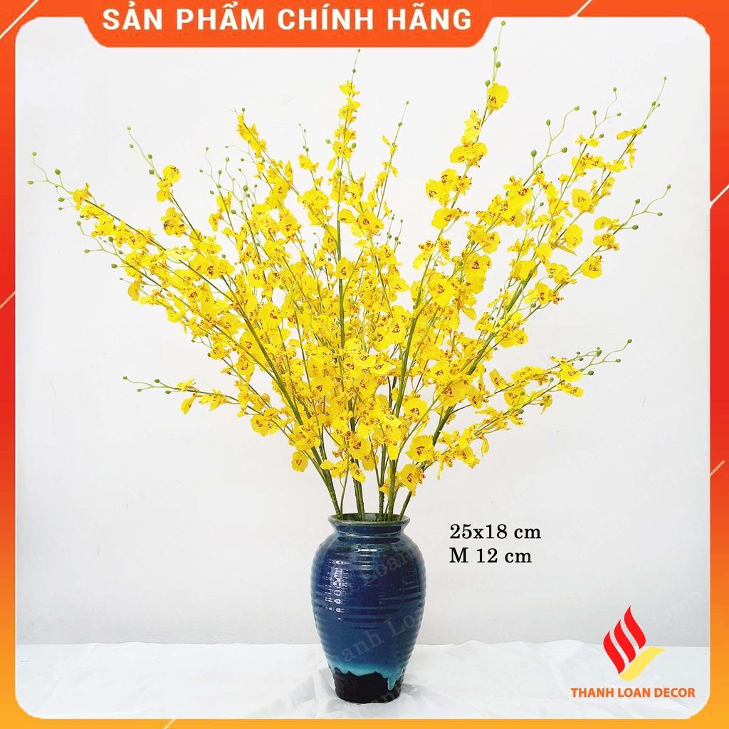 Bình hoa gốm sứ Bát Tràng trang trí phòng khách cỡ trung cao 25 cm - 32 cm - Men xanh hỏa biến