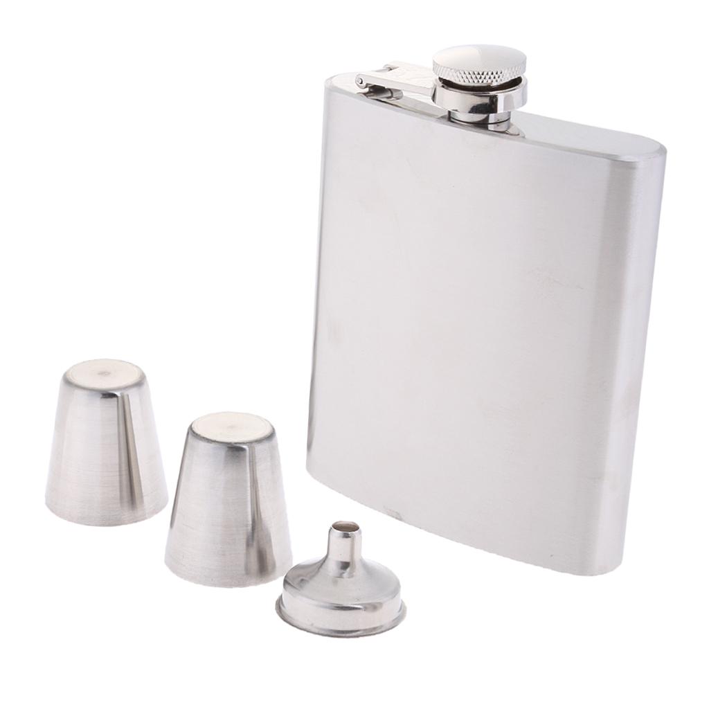 Hip Flask Stainless Steel Pocket Whiskey Engrave Funnel Drink Cup Spirit Set