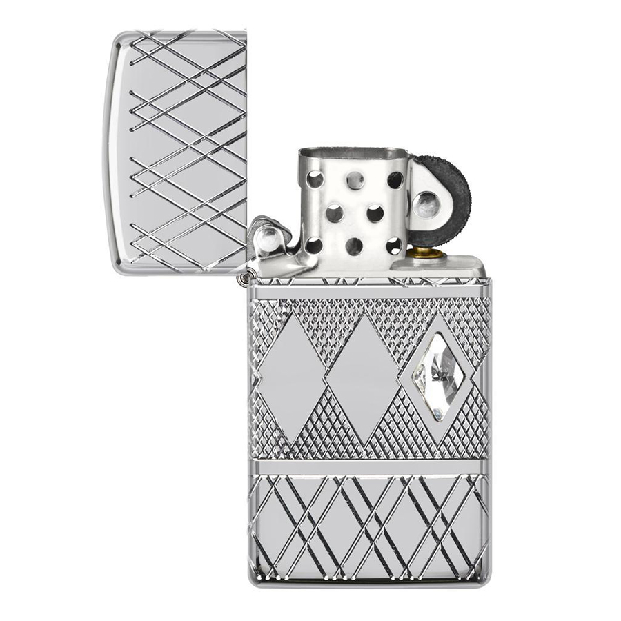 Bật Lửa Zippo 49052 – Zippo Slim Armor Diamond Pattern Design High Polish Chrome