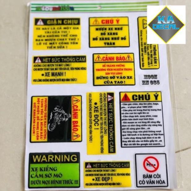 Bộ 11 tem cảnh báo keo nổi