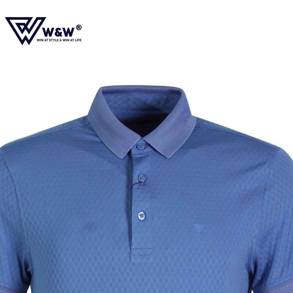 Áo Thun Polo Nam W&amp;W Dáng Regular Fit- Cổ Đức Bẻ Phối Ba Khuy Màu Trơn, Chất Liệu Thoáng Mát, Bền Màu WPO73