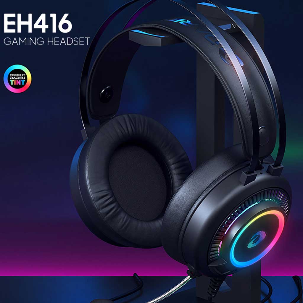 Tai Nghe Gaming DAREU EH416 RGB Giả Lập 7.1 Cắm Cổng USB Âm Trầm Bass Cực Phê - Hàng Chính Hãng