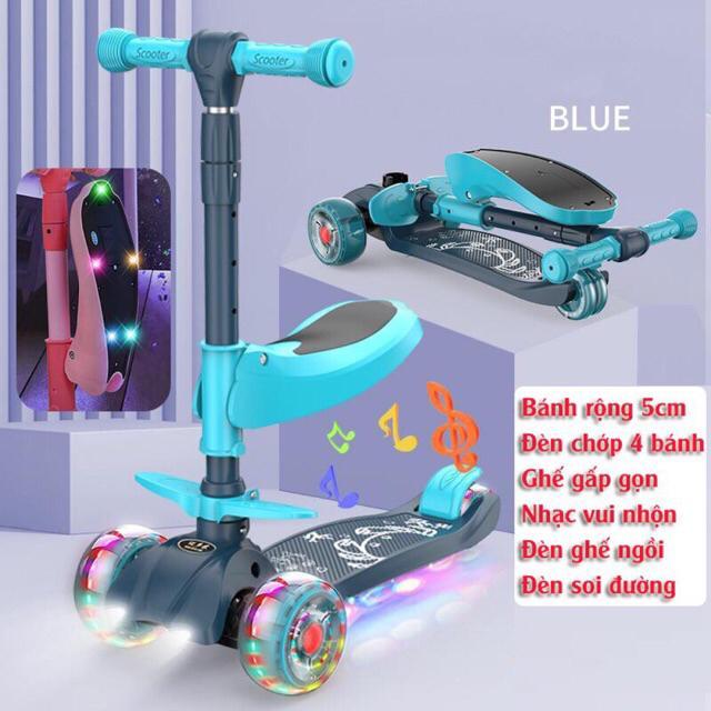 - Xe scooter Có ghế gấp gọn, có nhạc và Full đèn chiếu sáng