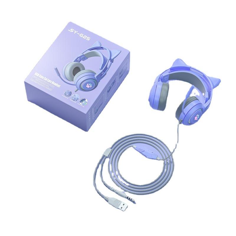 Ưu đãi đặc biệt mới tai nghe máy tính đeo đầu tai mèo tai nghe máy tính cuộc gọi đẳng cấp mạng tai nghe trò chơi trực tiếp