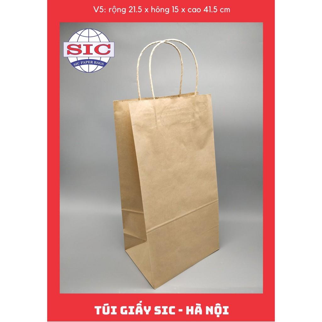 10 CHIẾC TÚI GIẤY KRAFT V5: 21.5x15x41.5 CÓ QUAI ( ẢNH THẬT)