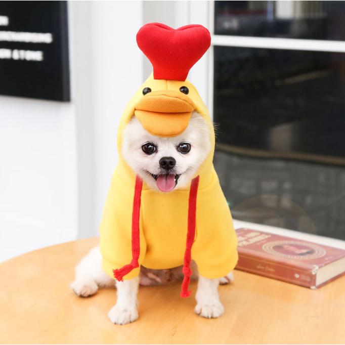 Áo Hình Con Ong, Con Gà có mũ cho chó mèo (2 Chân) , Áo Quần Thú Cưng , Vải Nỉ dày, giữ ấm