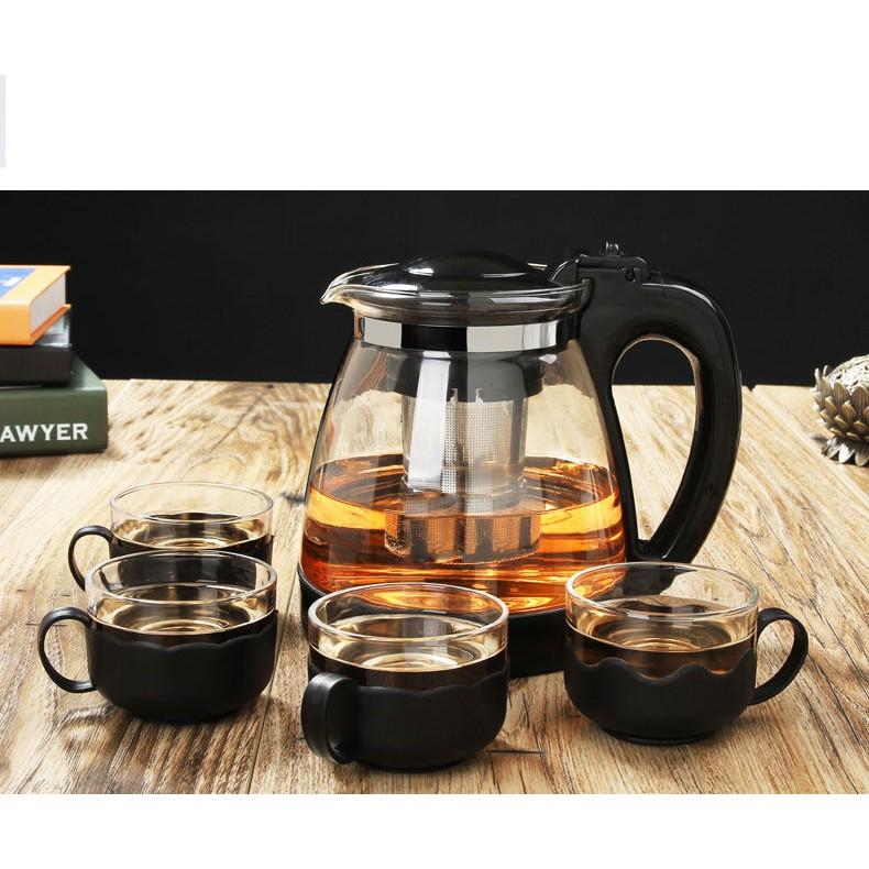 Bình Lọc Trà Thủy Tinh 1500ml Sang Trọng - CÓ LỖ LỌC TRÀ INOX - BÌNH PHA TRÀ CHẾ CAFE TIỆN LỢI 2in1