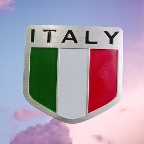 Logo dành cho xe  Piaggio chữ ITALY gắn - Hình khiên - 8833z.