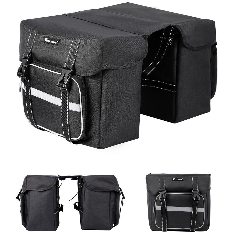 Túi đôi Pannier gắn yên xe đạp bằng Polyester sức chứa lớn 28L chống mài mòn chống nước phản quang