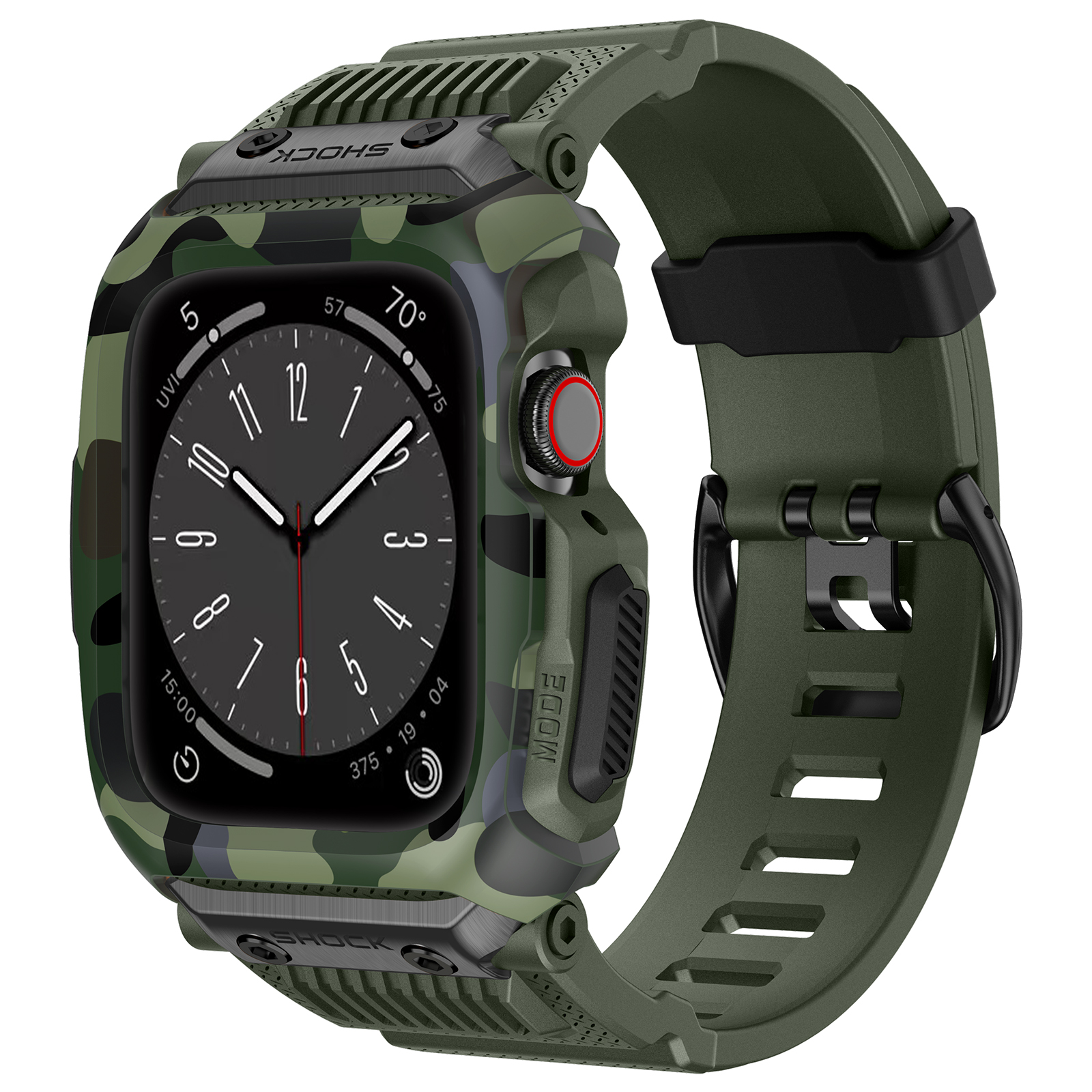 Ốp Case bảo vệ tích hợp dây đeo Camo Shock cho Apple Watch Series 1/2/3/4/5/6/SE/7/8/9/SE2 Size 45mm/44mm/42mm - Hàng Chính Hãng