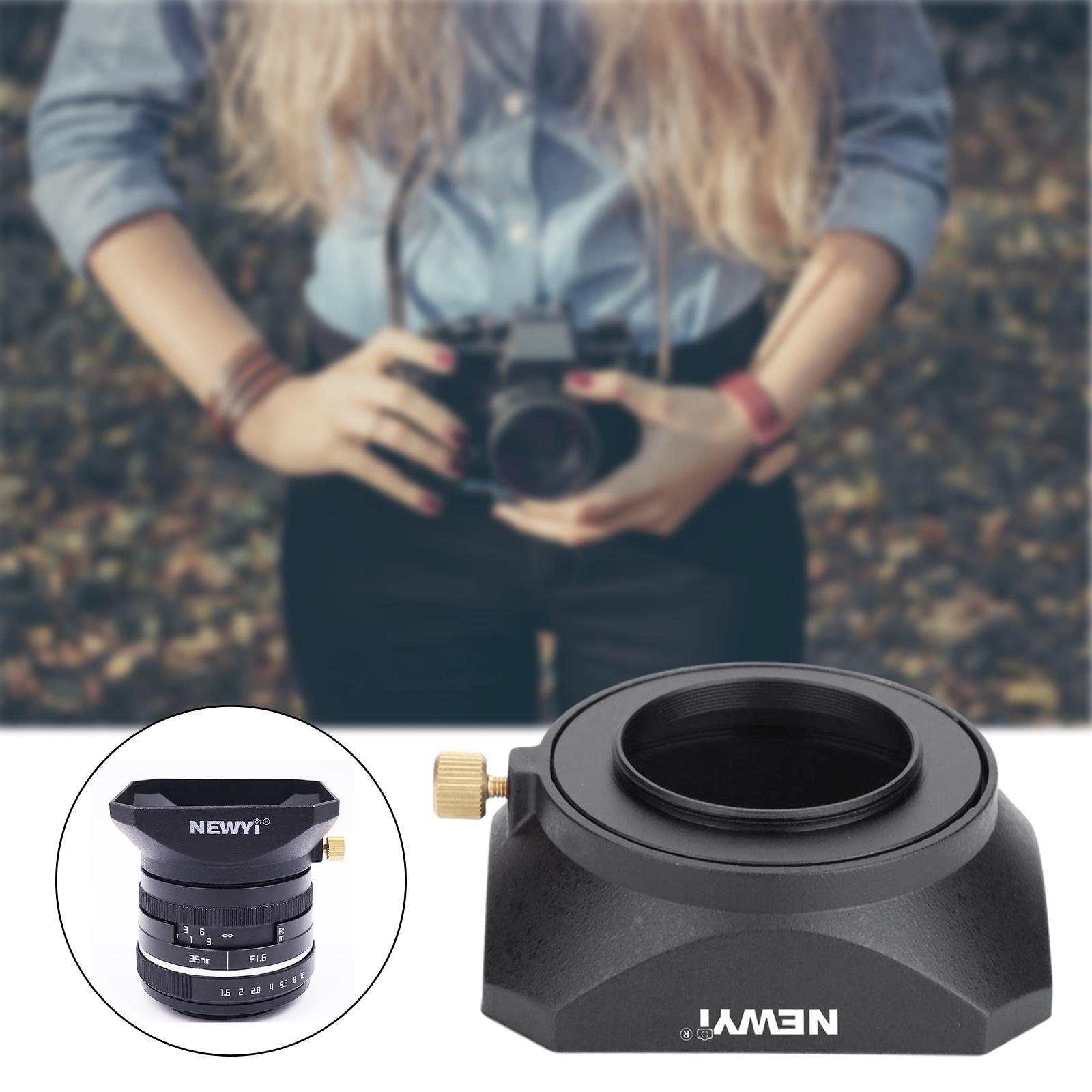 Square Lens Shade with Screw Mount for DSLR Mirrorless Camera 55mm