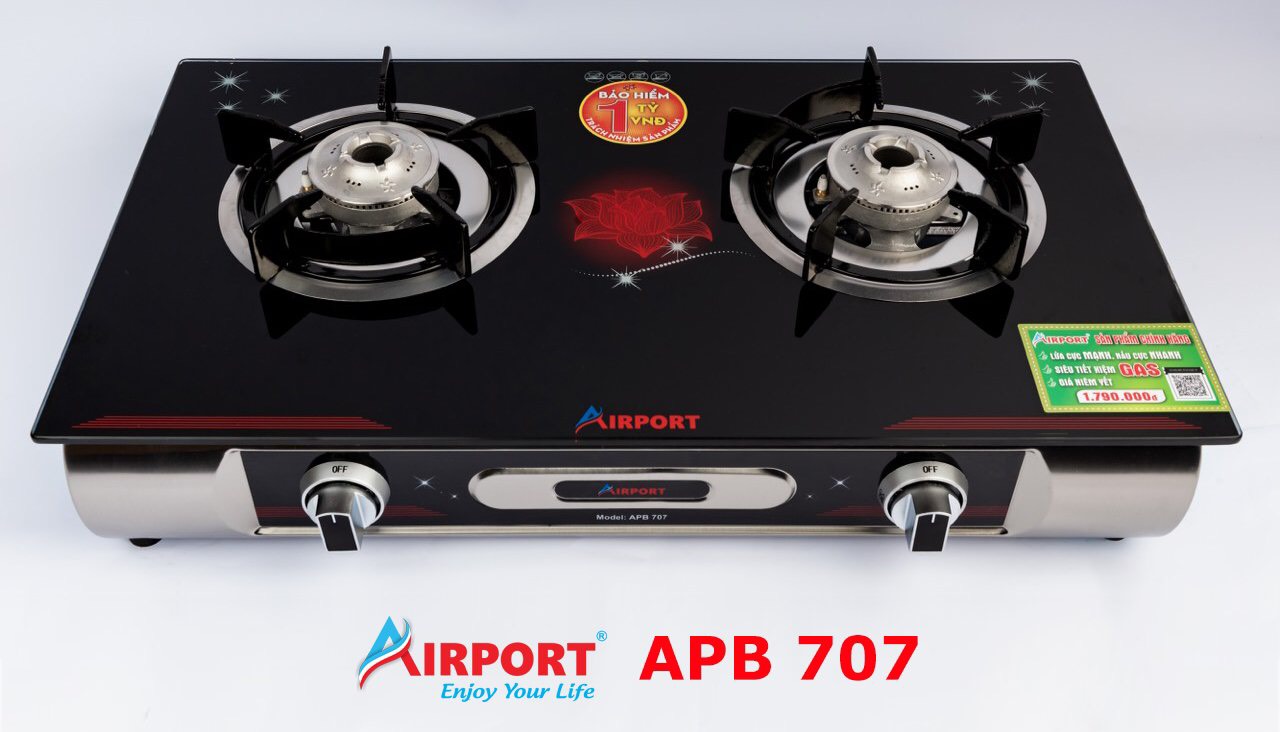 Bếp Gas Đôi Mặt Kính AirPort APB707 - hàng Chính Hãng