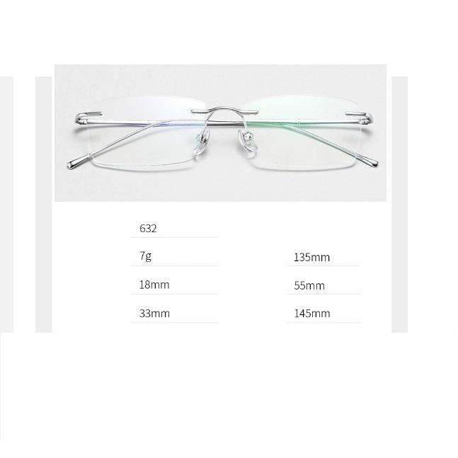 Gọng kính TITANIUM cao cấp KT100UNIQUI Bạc sáng silver gọng khoan không vành