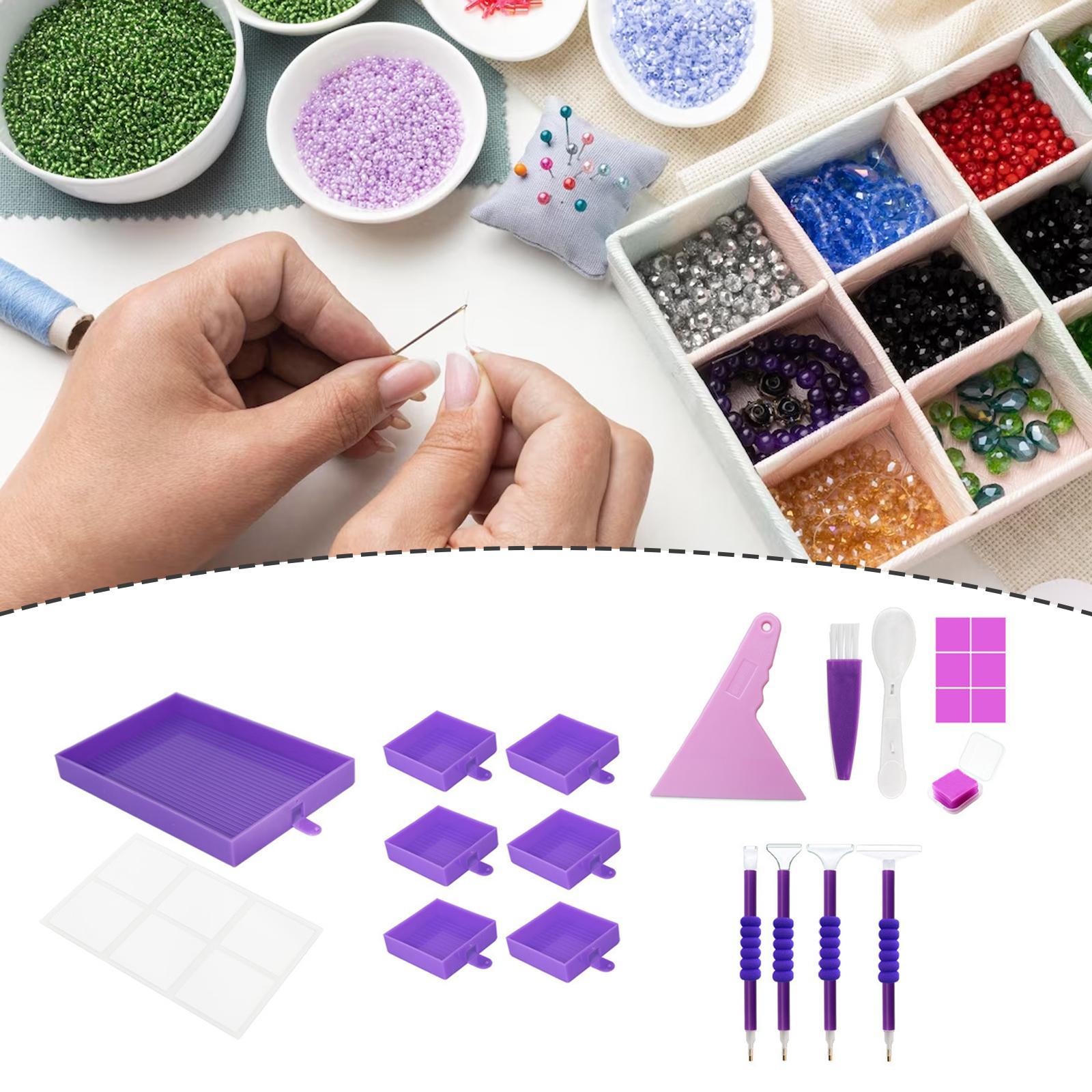 5D Diamond Paintings Tray Kits Large Capacity Bead Tray Sorting with Brush, Storage Containers DIY Craft Big Flip Drill Plate Rhinestone Sorting Trays