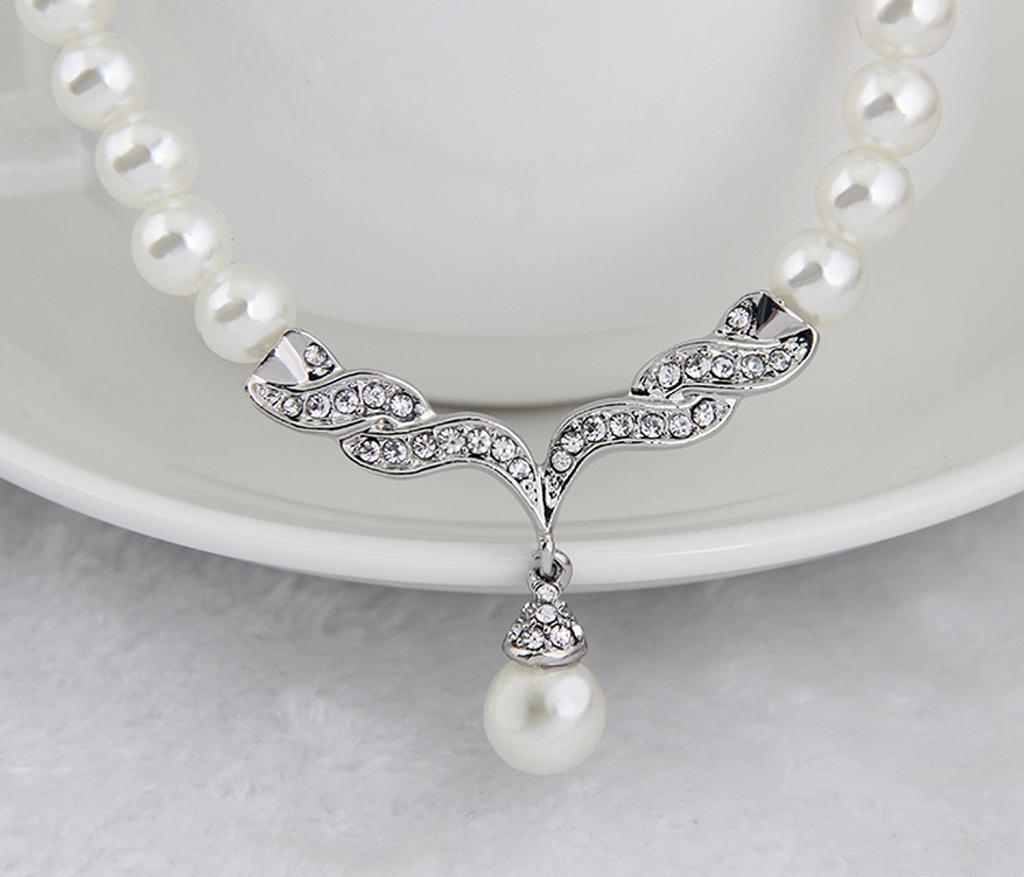 2 Sets Fashion Women Jewelry Set Pearl Necklace+Earrings For Bridal Wedding