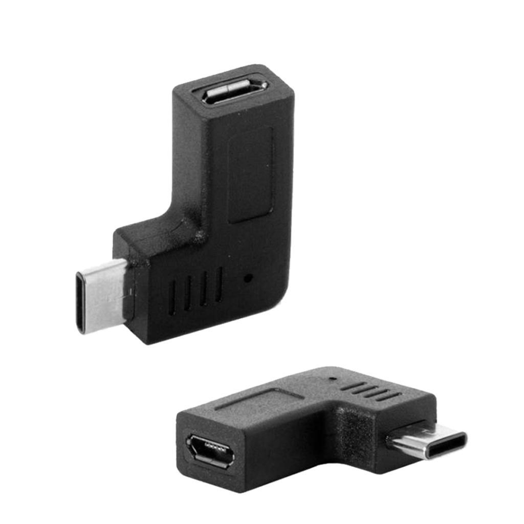 2x 90 Degree Micro USB Female To Type C Male Adapter For Samsung,Huawei,PC