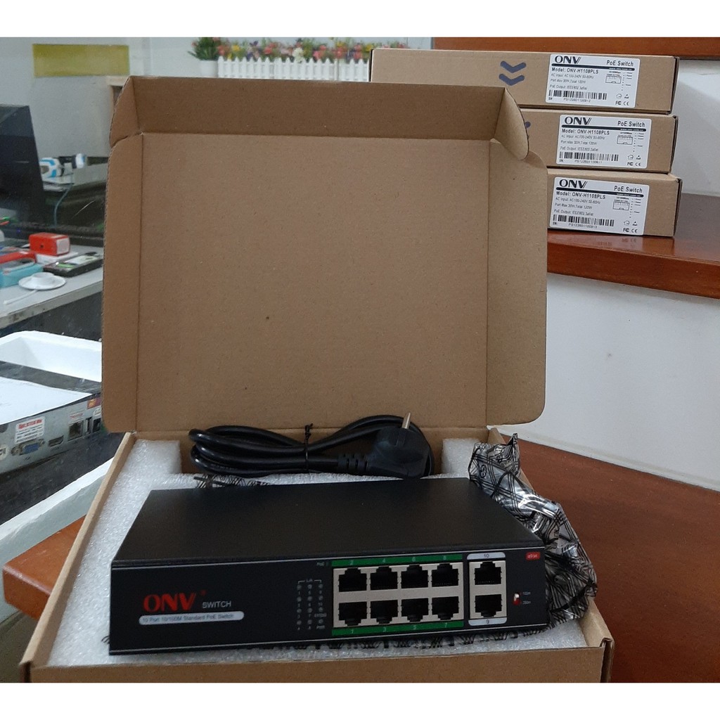 Switch PoE 10 Port ONV H1108PLS – 8 Cổng PoE Và 2 Cổng Uplink Tốc Độ 10/100Mbps-HÀNG CHÍNH HÃNG