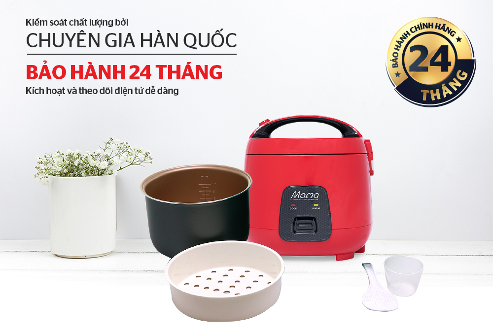 [Hàng Chính Hãng Cao Cấp] Nồi Cơm Điện 1.8 Lít Sunhouse Mama SHD8652R màu đỏ - Bảo hành điện tử 24 tháng toàn quốc