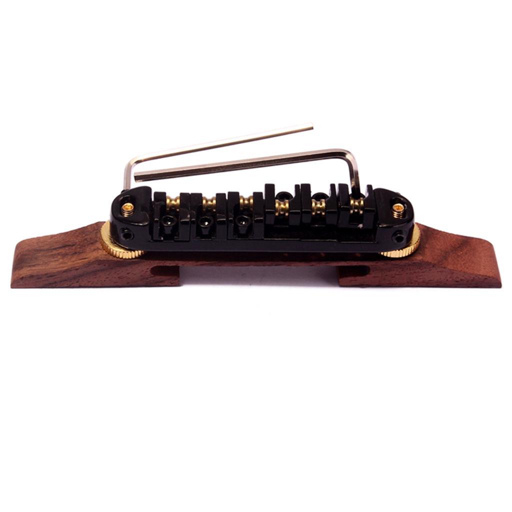 ARCHTOP JAZZ GUITAR BRIDGE WITH ROLLER SADDLES, ROSEWOOD BASE