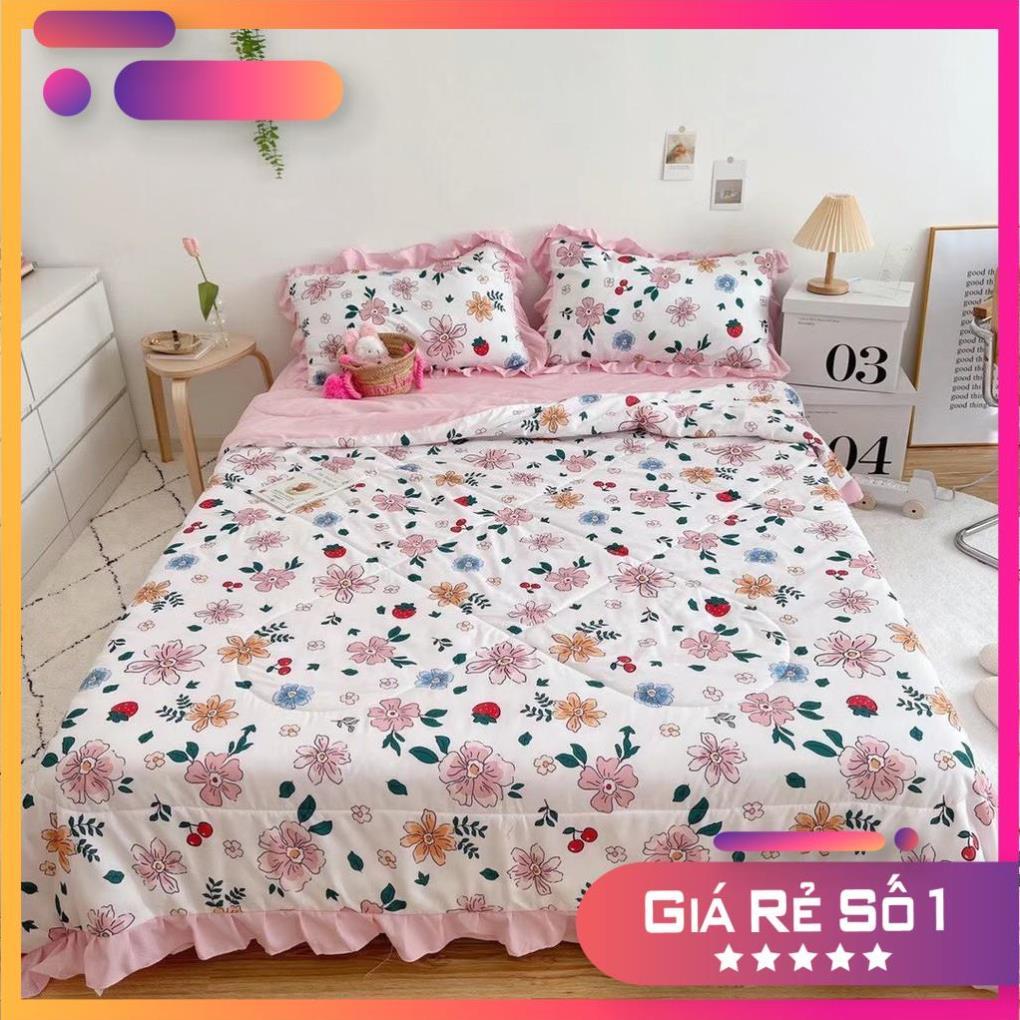 Bộ chăn ga gối dễ thương chất đũi mềm mại