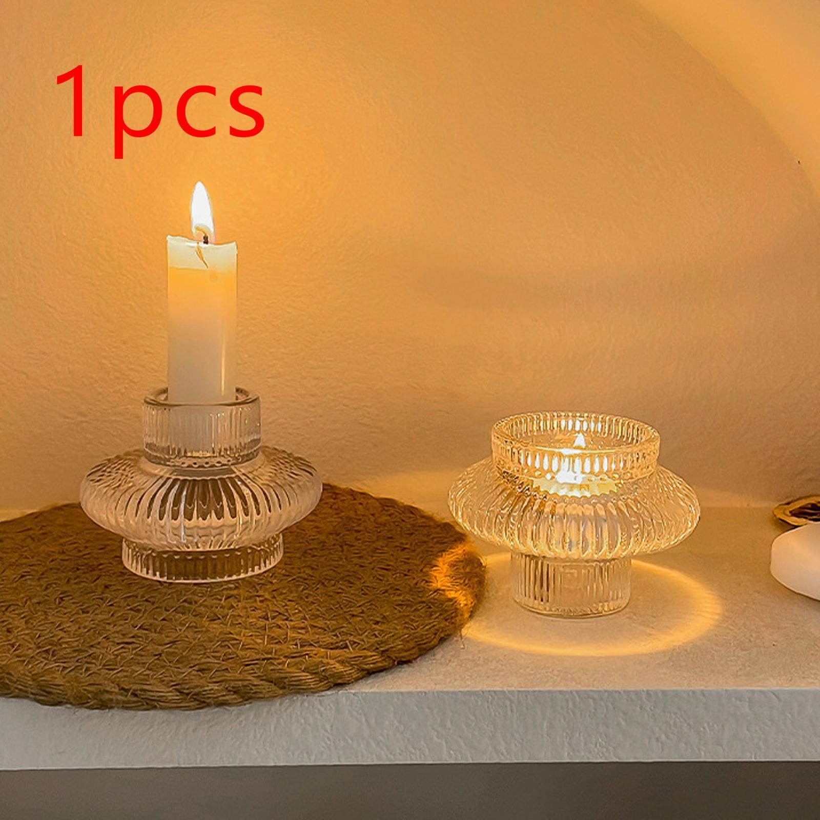 Pillar Candle Stand Candlestick Glass Candle Holder for Party Holiday