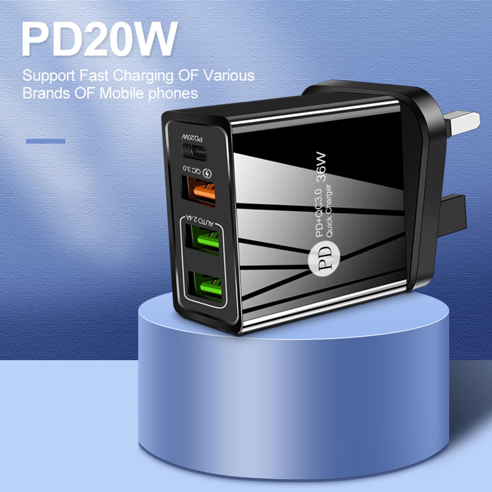 Bộ chuyển đổi sạc F-ast 36W PD Quick C-harger với 3 cổng sạc USB Bộ sạc du lịch C-harger di động cho chuyến đi ngoài trời