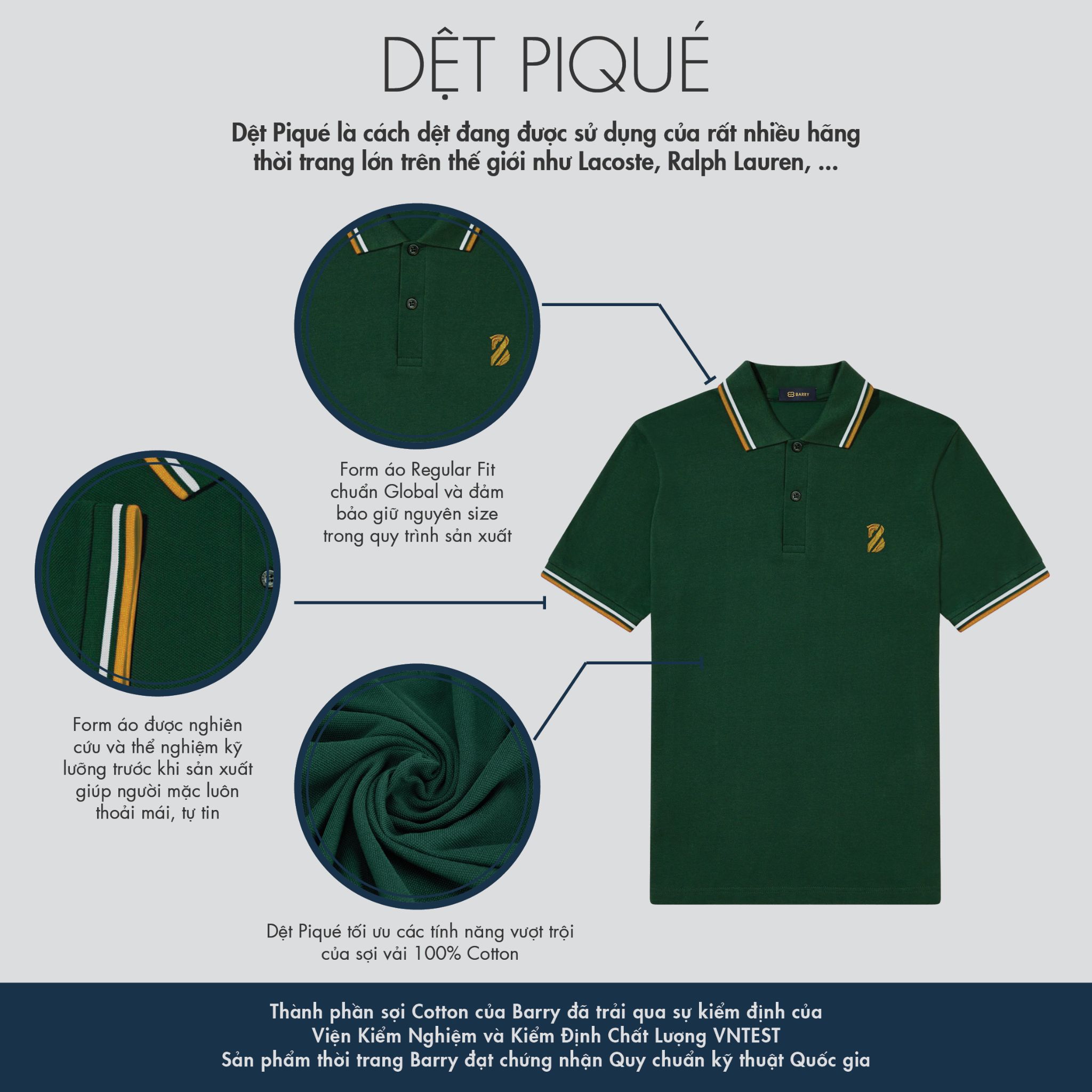 Áo Polo Nam Vải Cotton Cá Sấu Gai Cao Cấp BARRY SS22 - PM126