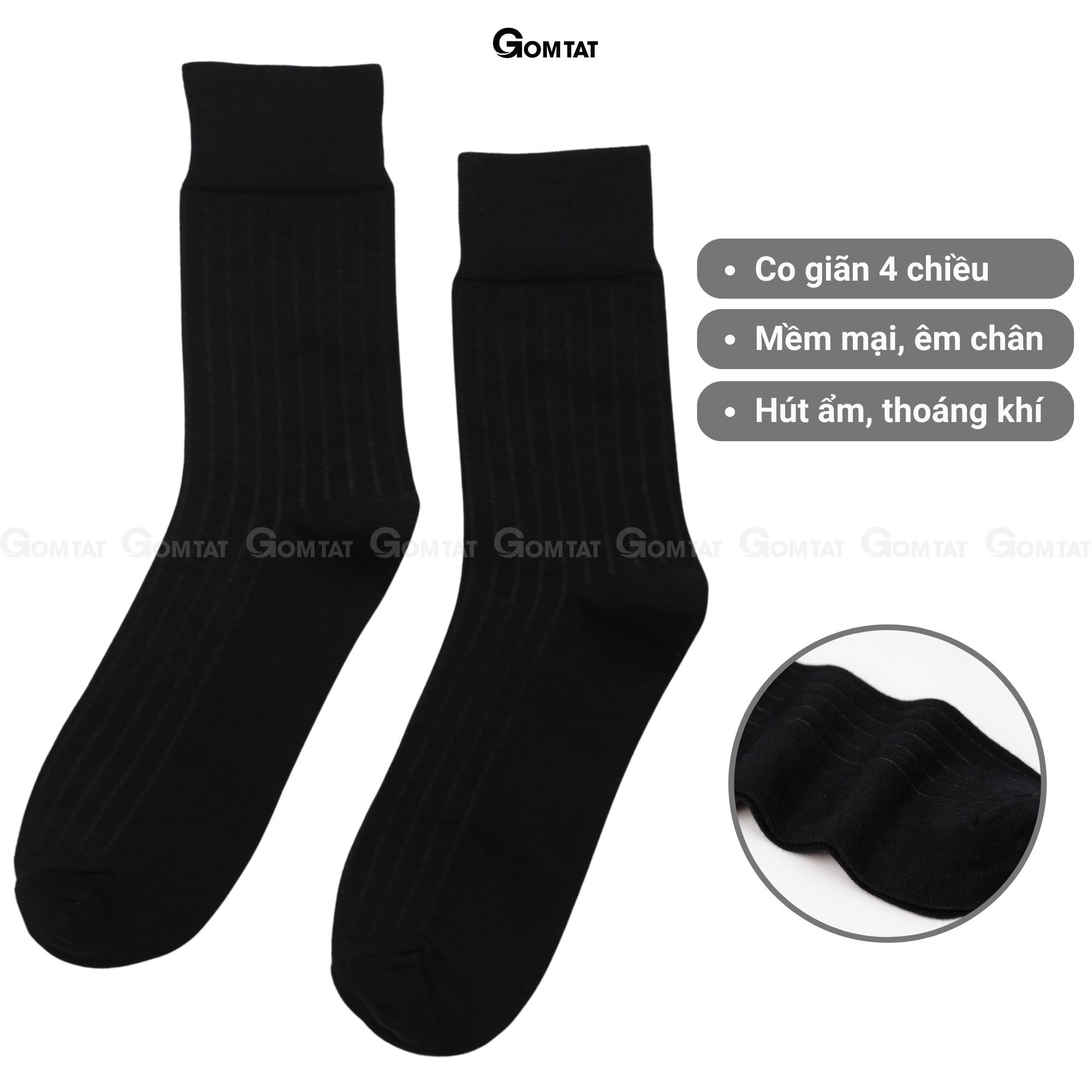 Hộp 5 đôi tất đi giày tây nam mẫu gân chìm, vớ nam công sở chất liệu cotton cao cấp hút ẩm thoáng khí - GOM-TAYGANCHIM-CB5