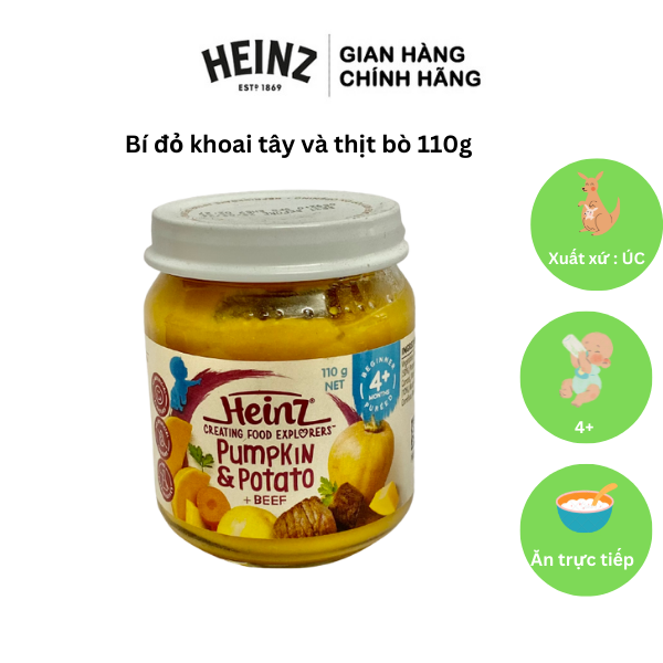 Dinh Dưỡng Bí Đỏ, Khoai Tây &amp; Bò Nghiền HEINZ 110g