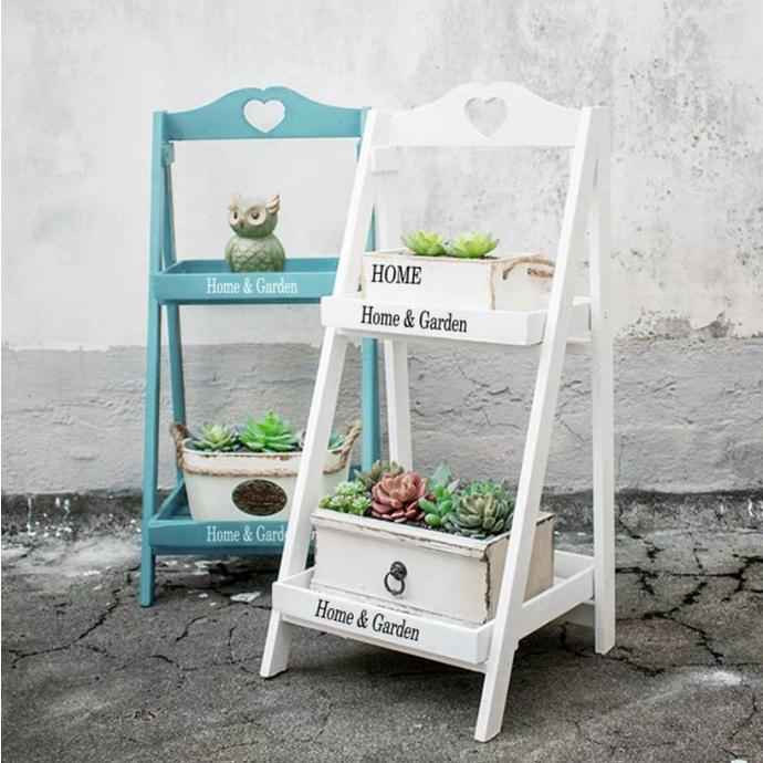 Kệ gỗ 2 tầng "Home & Garden" phong cách Vintage trang trí nhà cửa và sân vườn