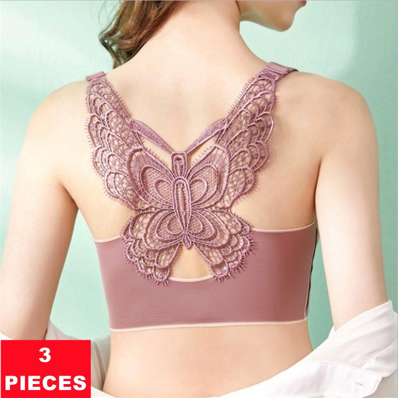 3 Bướm Gợi Cảm Làm Đẹp Lưng Nữ Áo Ngực Plus Kích Thước Áo Ngực Kích Thước Áo Bralette Liền Mạch Nữ Push Up Bra không Dây Quần Lót